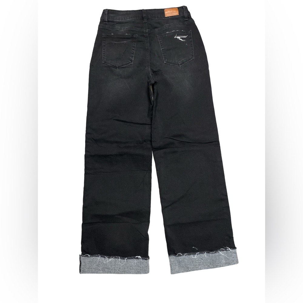 Sidefeel Black High Rise Wide Leg Distressed Jeans - Size 6 - Picture 2 of 4